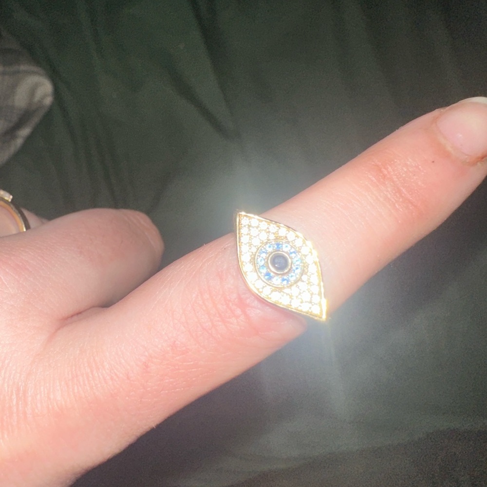 Elegant Gold and Blue Evil Eye Ring